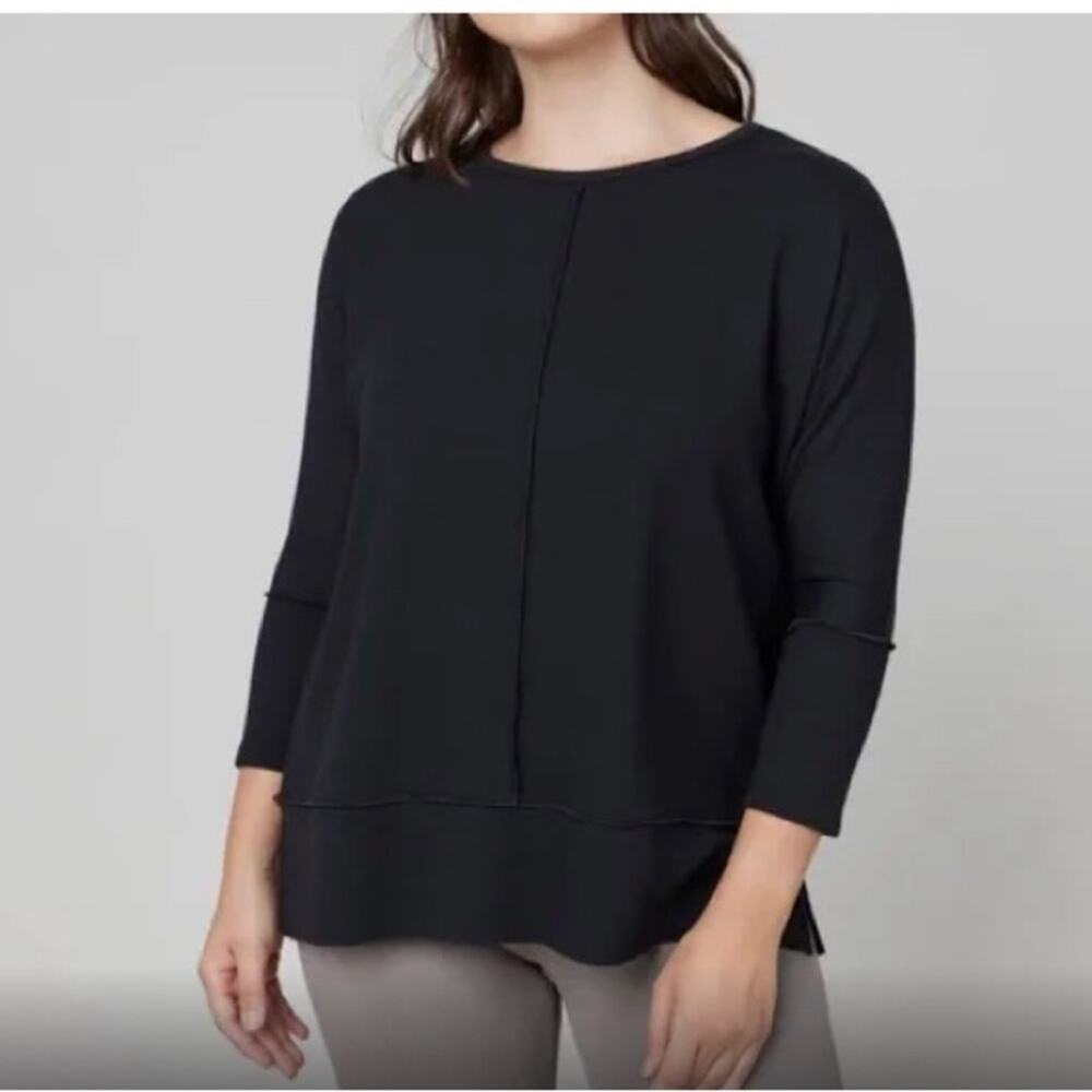 Spanx xs black perfect length crewneck pullover sweatshirt dolman sleeves cozy